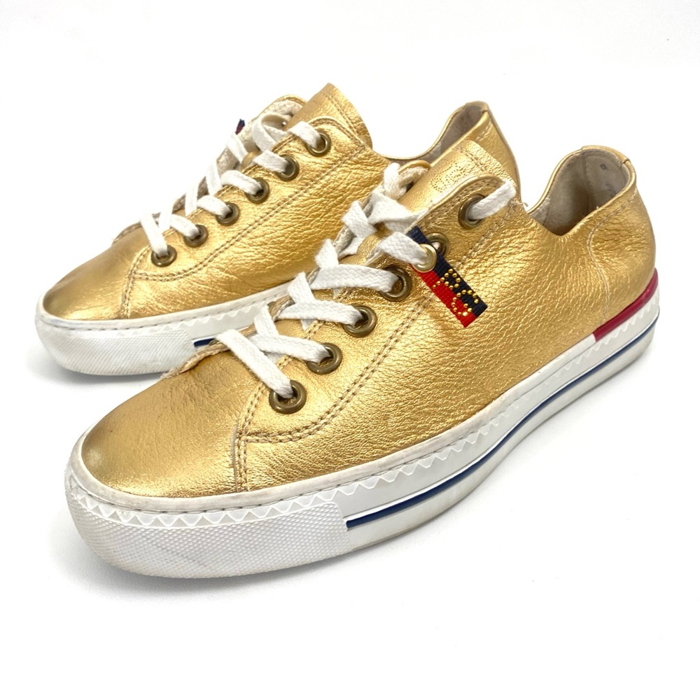 Paul Green Gold Sneakers Low Top Women’s Size 9 Lace Up Comfort Shoes